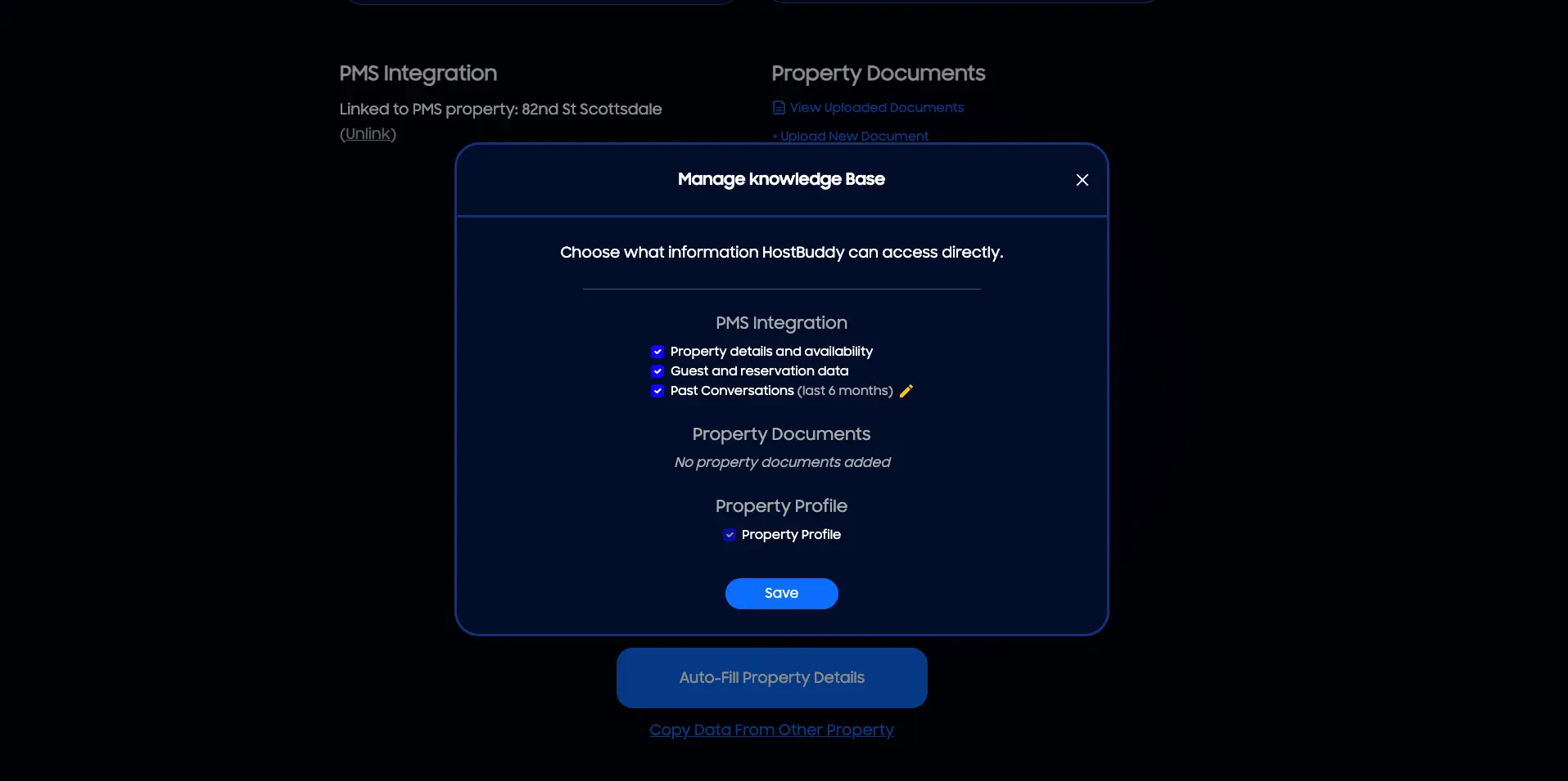 HostBuddy Properties Page - Manage Knowledge Base dialog