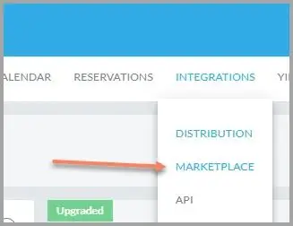 HostBuddy interface showing Integrations menu with Marketplace option highlighted.