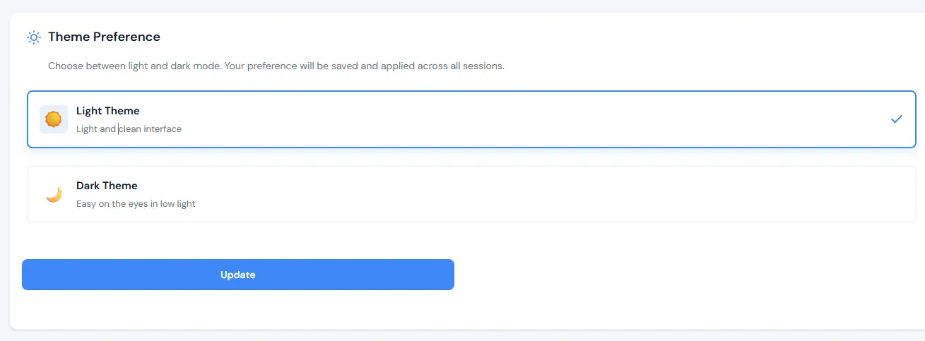 HostBuddy Account Settings - Theme Preference
